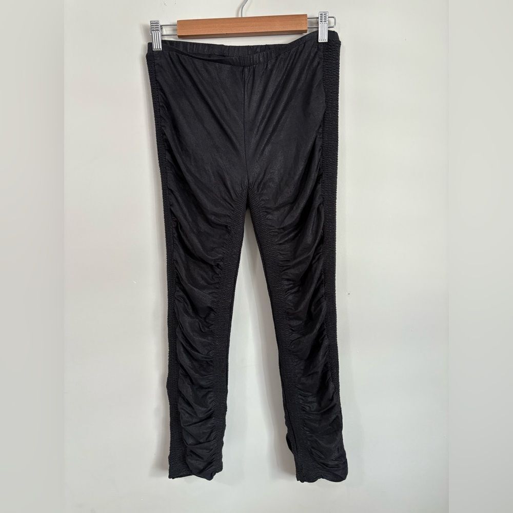 Free People Black Rushed Leggings
